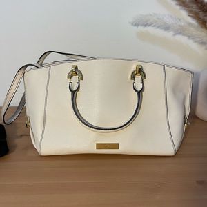 Zac Posen Beige Leather Satchel Crossbody Bag
